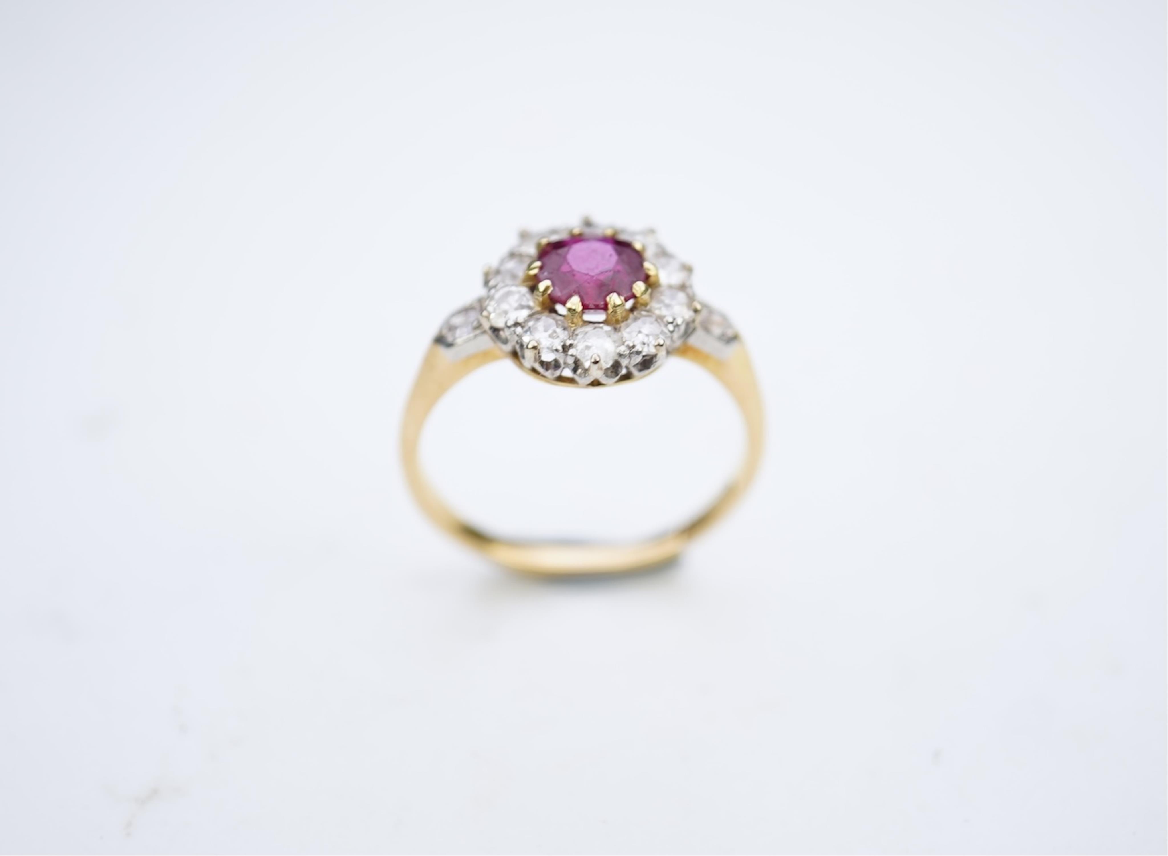A ruby and diamond ring, circa 1900